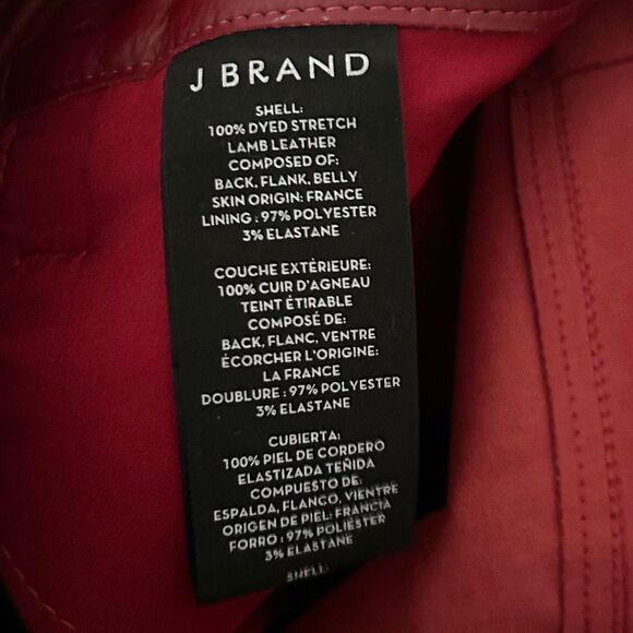 J Brand Oxblood Leather Pants Women’s 24 Mid Rise Slim Ankle Moto NWT - Picture 6 of 6